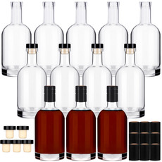 Liengoron Wine Bottles 12PCS Glass Bottles 375ML Glass Bottles with Lids 12oz Glass Bottles with Cork Empty Wine Bottles with Stopper Empty Clear Wine Bottles for Wine Beverages Drinks Beer Water Soda