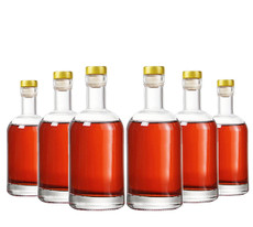 Kaachli Clear Glass Bottles 12 oz - 375ml [Pack of 6&91; for Wine Beverages Drinks Oil Vinegar Kombucha Beer Water Soda with Cork Stopper Airtight Lid