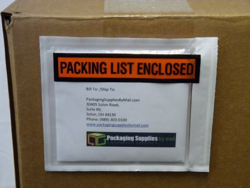 Packing List Enclosed Envelope, Panel Face, Back Side Load, 4.5" x 6", 1000 Pieces
