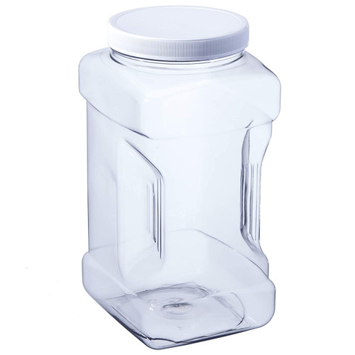 1 Gallon Plastic Grip Jar with Cap, PET, Clear, 4 Pack