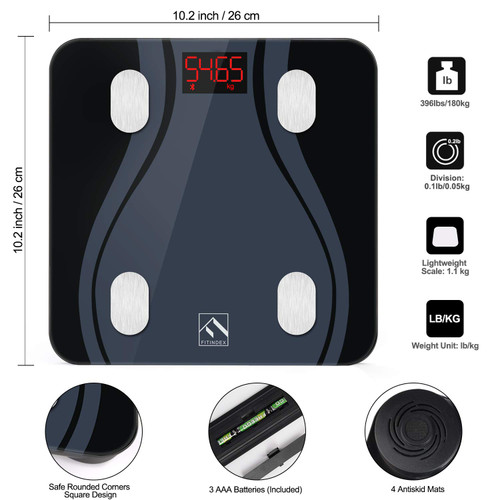 FitIndex Scale - Smart Bluetooth Body Fat Scale for Bathroom