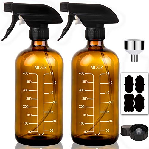 Two (2) 500ml (16oz) Amber Glass Spray Bottles for Homemade Cleaning  Solutions - Domesblissity