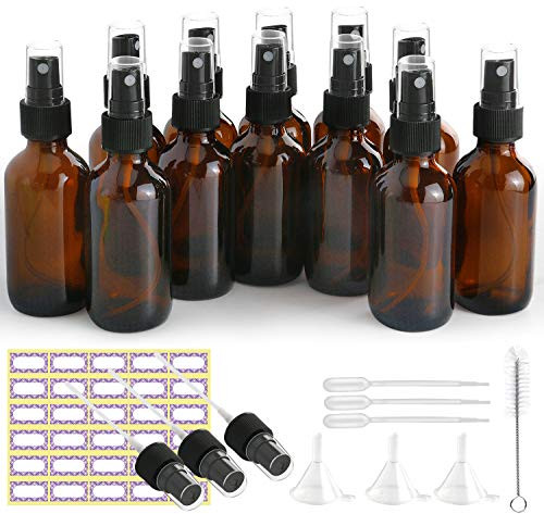Glass Spray Bottles, 24Pack 2oz Amber Glass Spray Bottle Set Fit