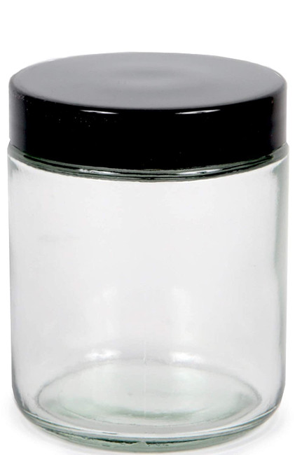 8 oz Faceted Round Glass Jar w/ Lid