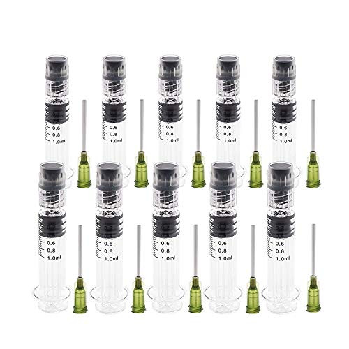 10 Pack Borosilicate Glass Luer Lock Syringe - 1ml Capacity Reusable, Heat  Resistant Tube for Labs - Use for Thick Liquids, Glue, Lab, Ink