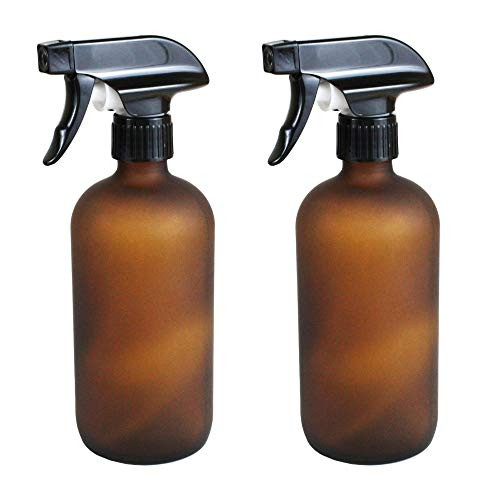 Frosted Glass Amber Spray Bottles Reusable, Durable Glass, UV