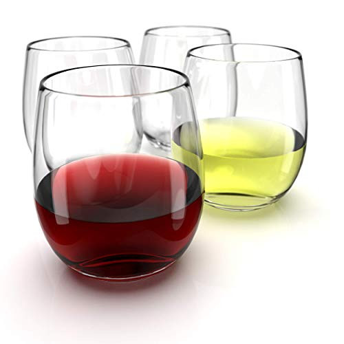 Stemless Wine Glasses Set of 12 - 15 0z. Oversized Wine Glass