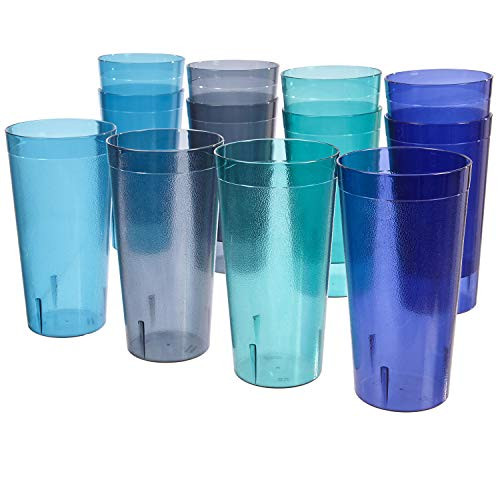 US Acrylic Caf Plastic Reusable Tumblers (Set of 12) 32-ounce Iced-Tea Cups,