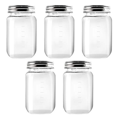 16 Ounce Clear Plastic Jars Containers With Screw On Lids - Refillable ...