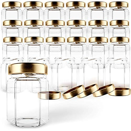 Gojars Hexagon Glass Jars 6oz Premium Food-grade. Mini Jars With