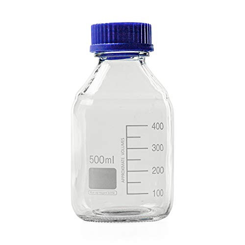 Borosilicate Glass Media Bottles, 20 Liter, Borosilicate Glass, GL-45, Blue  Cap