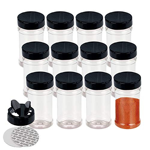 Plastic Spice Jars - 2 oz, Unlined, Black Cap S-22045BL - Uline