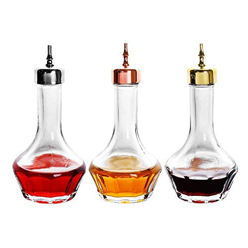 Bitters Bottle Set of 3- Glass Bitters Bottle with Dash Top, 1.7oz