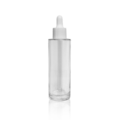 1 Oz Frosted Cylinder Glass Bottle with White Regular Smooth Glass Bullnose  Dropper