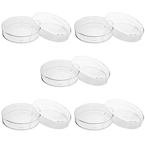 QWORK Sterile Glass Petri Dish Petri Plates with Lid,5 Pack