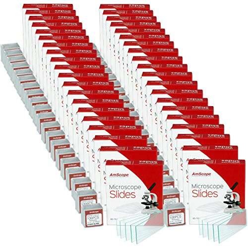 AmScope 144 Pre-Cleaned Blank Microscope Slides and 200 22x22mm Square