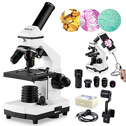 Telephone Microscope, 200x ABS PC Telephone Microscope Adjustable  Brightness 5V 1A for Kids for Learning (Black)