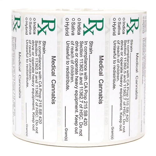 California Medical Labels ROLL State Compliant Sticker 1000 pcs