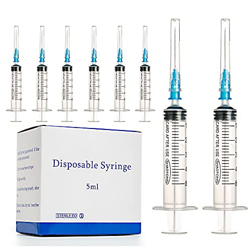 100 Pack Disposable 3ml/cc Lab Syringes with 23Ga 1 Inch Needle Luer Lock,  Individually Sealed Packed