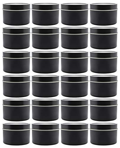 Cornucopia Brands 4-Ounce Metal Tins/Candle Tins (24-Pack); Round Containers with Slip-On Lids for