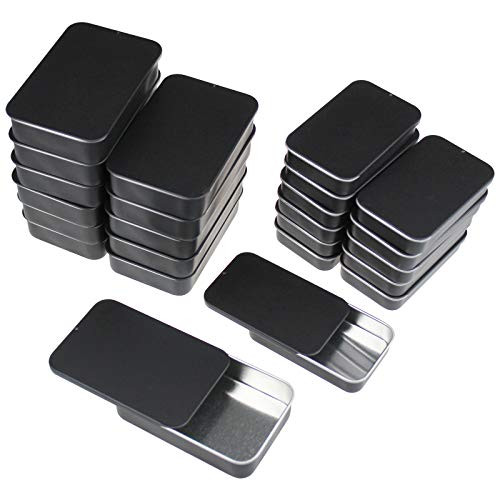 Set of 5 Small Metal Slide Top Tins Containers Bug Out Bag Craft Supplies 1  x 2