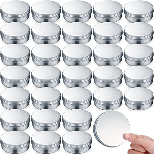 24 Pieces Round Tin Containers 4 oz Metal Tins Cans Aluminum Tin Storage  Cans with 10 Sheets Label Sticker for Salve Spice Candy Candle Kitchen  Small