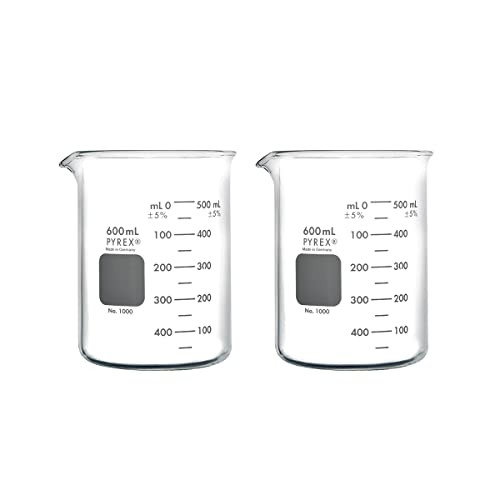 PYREX Griffin Borosilicate Glass Beaker - Low Form Graduated Measuring  Beaker with Spout – Premium Scientific Glassware for Laboratories,  Classrooms or Home Use - PYREX Chemistry Glassware, 2L, 2/Pk