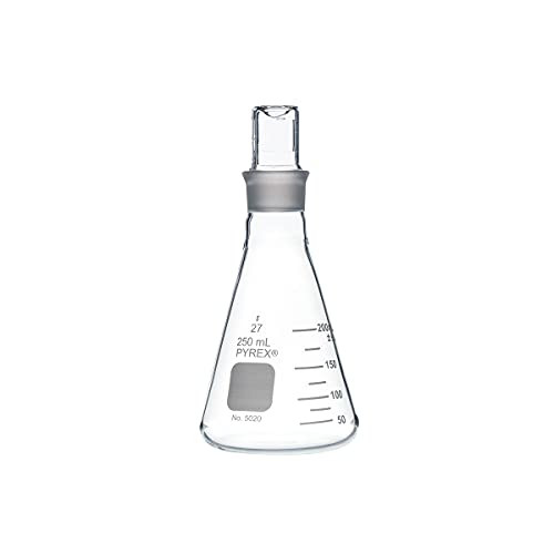 Two 500 mL Pyrex Borosilicate Glass Erlenmeyer 4980 Flask Lab Stopper No 6