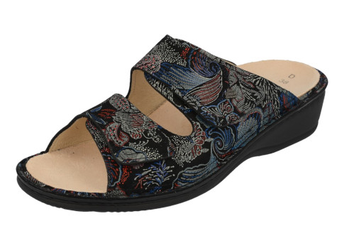 Jamaika women's leather slide wide-fit sandal with adjustable straps and cork footbed