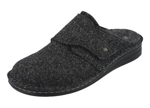 Finn Comfort Psara | Pantofole Estive Uomo In Pelle Nera | Chiuse Con Velcro | Larghezza H Per Piedi Larghi | Suola In Gomma