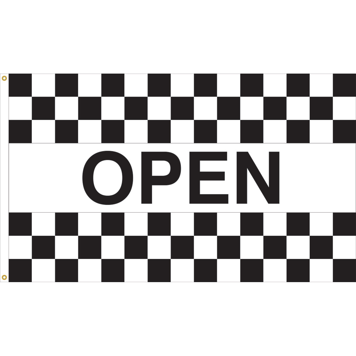 3' x 5' - OPEN - Checkered Message Flag | American Flags Express