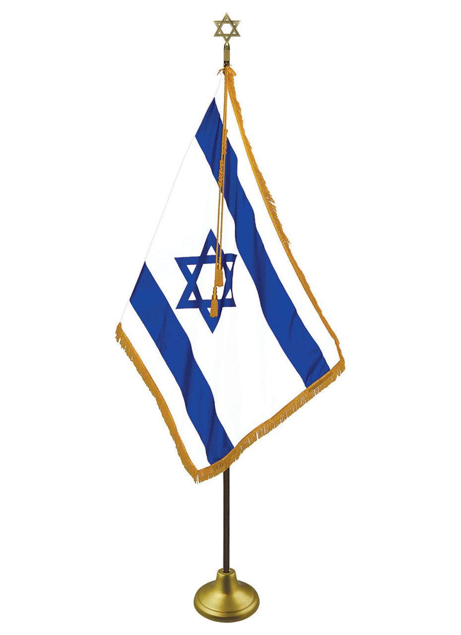 Israeli Flags on Wood Cloth-pins with String (8 in a Pack)