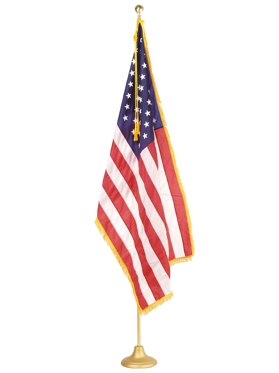 Auditorium Indoor American Flag Set with Adjustable Height Pole