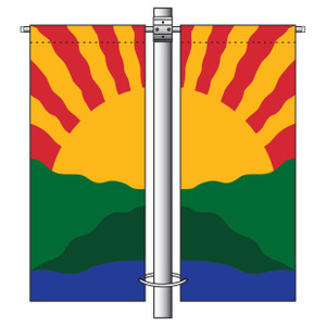 Double Arm Banner Mounting Set - w/ Top Crossbar & Bottom Strap Double Arm Banner Mounting Set - w/ Top Crossbar & Bottom Strap