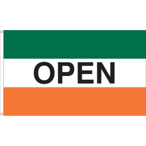 3' x 5' - OPEN - Green/White/Orange Message Flag