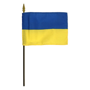 Ukraine 4" x 6" Mounted Flag with gold spear Ukraine 4" x 6" Mounted Flag with gold spear