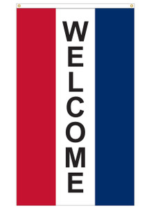 5' x 3' - WELCOME - Red/White/Blue Vertical Message Flag