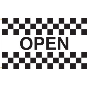 3' x 5' - OPEN - Checkered Message Flag