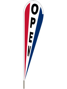 10' x 30" OPEN - Red/White/Blue - Heavy Duty Teardrop Flag