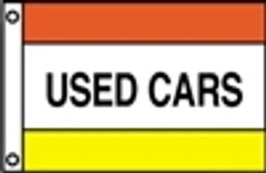USED CARS - Orange/White/Yellow Message Flag USED CARS - Orange/White/Yellow Message Flag