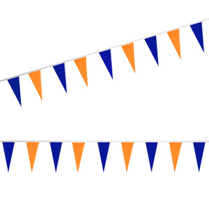Blue & Fluorescent Orange Plasti-Cloth Pennant Strings