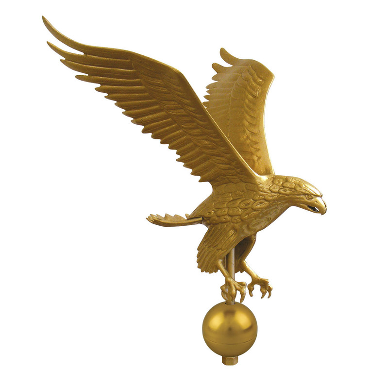 15" Wing Span Gold Flying Eagle Aluminum Flagpole Ornament with Globe