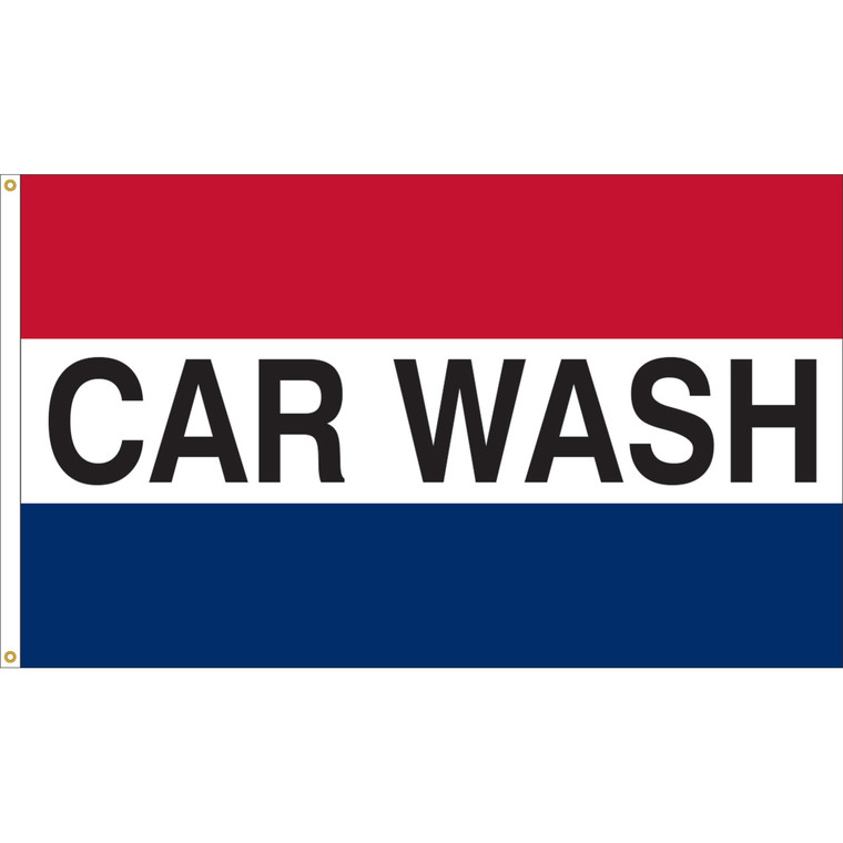 3' x 5' - CAR WASH - Red/White/Blue Message Flag