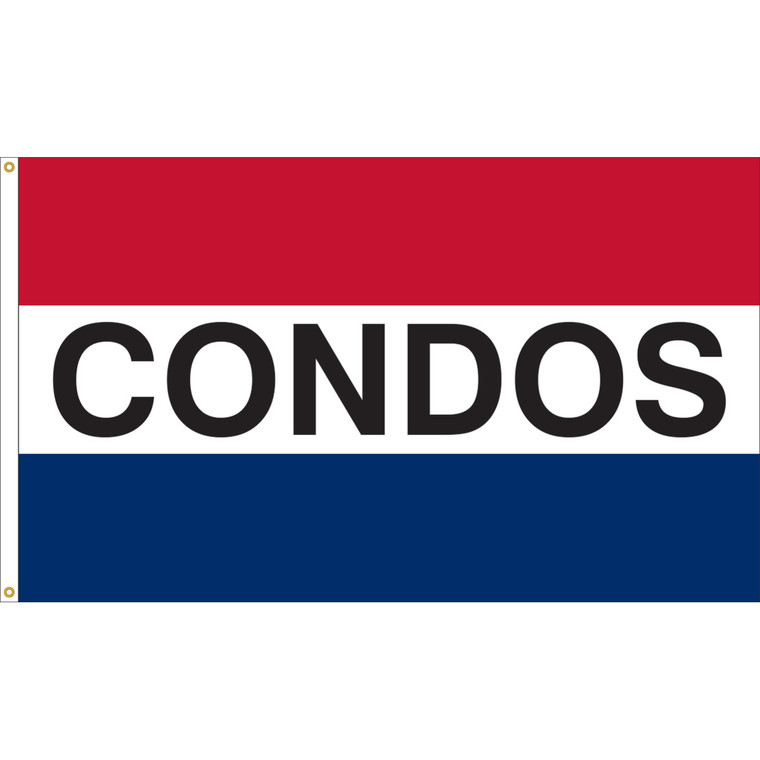 3' x 5' -  CONDOS - Red/White/Blue Message Flag