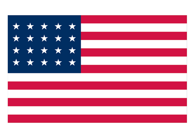 20 Star American Flag on a Stick