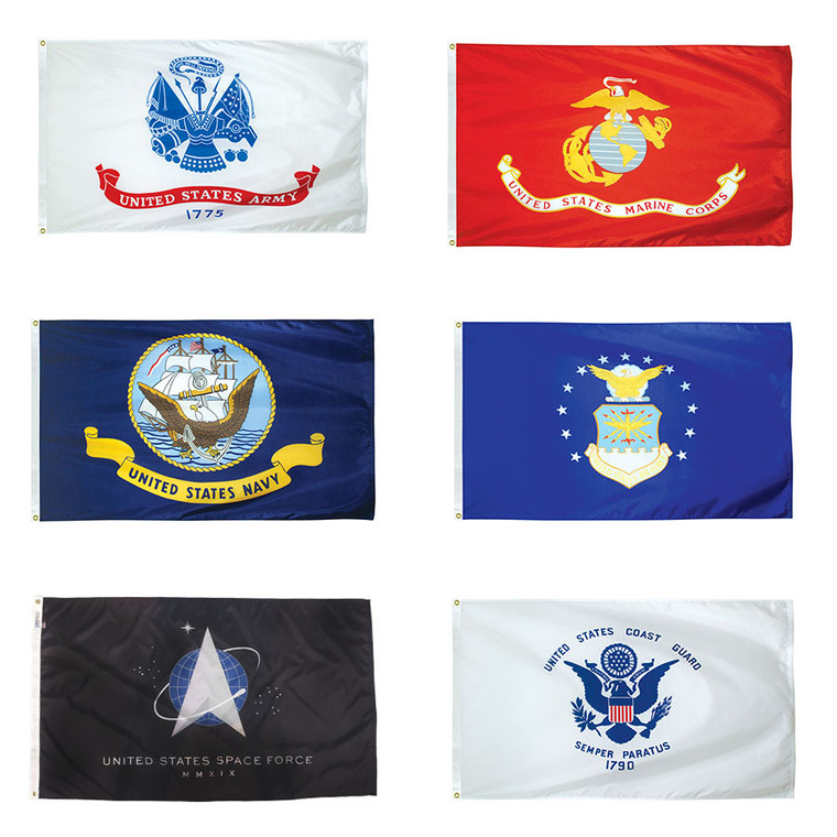 Outdoor 6 Branch Military Flag Set - Nylon