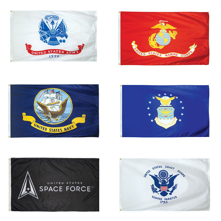 Outdoor 6 Branch Military Flag Set - Nylon