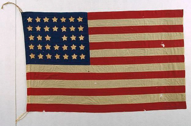 Historic 34-star United States flag made in 1861 from the Smithsonian collection