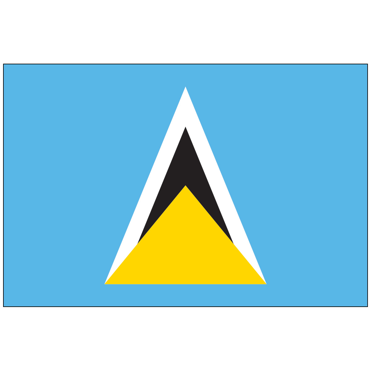St. Lucia Karibik-Flagge Patch – Bestickter Stoff, Zum Aufbügeln – 1 Stück – Für Jacken, Rucksäcke, Caps – Lässiges Flaggen-Accessoire