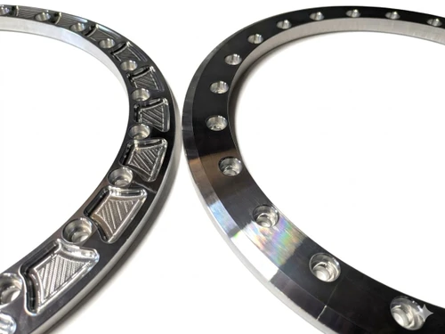 Machined style ring on the left, Smooth on the right